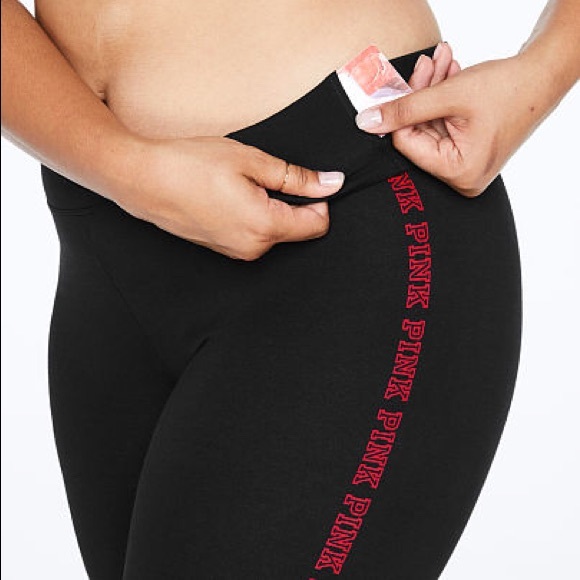 💗VS PINK RED & GOLD FOIL CREW & RED LOGO LEGGINGS - Picture 8 of 13